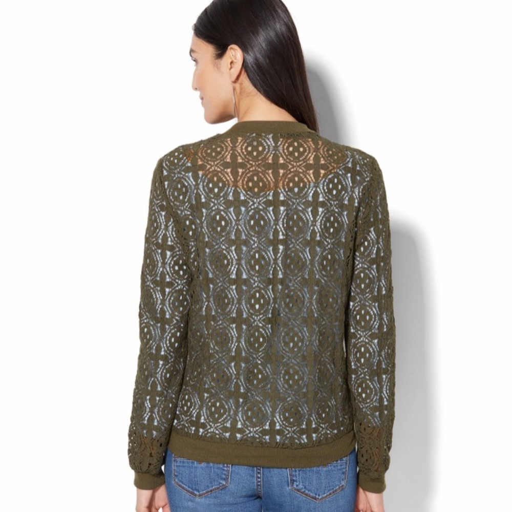 💙BLUE💙 Lightweight Lace Bomber Jacket - Picture 7 of 8